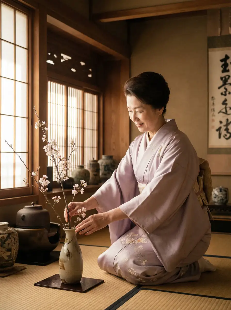 一位优雅的 勾引路人 | 勾引路人最新地址 - 最新资讯勾引路人传媒大全 在和室中插花