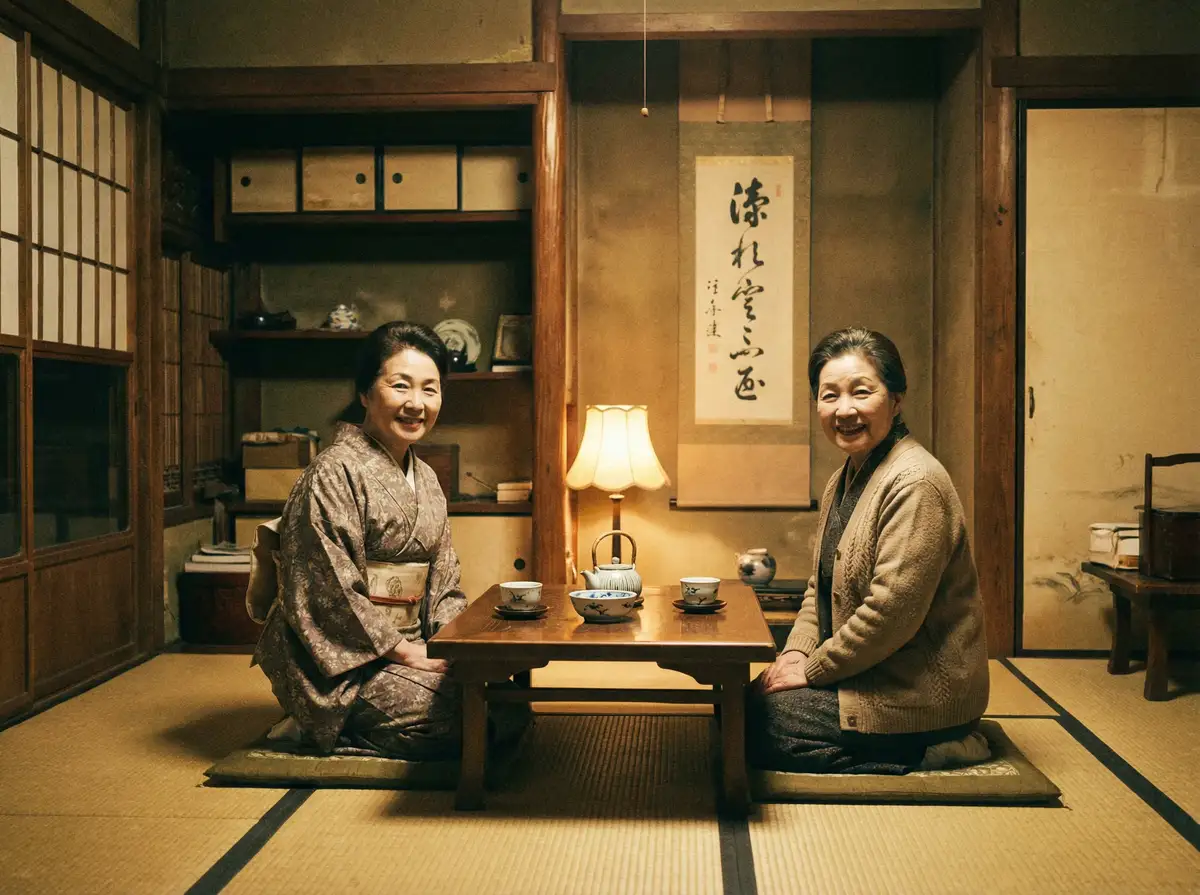 两位优雅的 勾引路人 | 勾引路人最新地址 - 最新资讯勾引路人传媒大全 在日式茶室中品茶交谈
